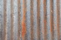 A rusty corrugated iron metal texture. Royalty Free Stock Photo